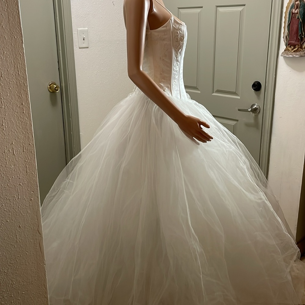 Eden Bridal Bodice Embroidered Spaghetti Strap Top with Tulle Gown Size 6